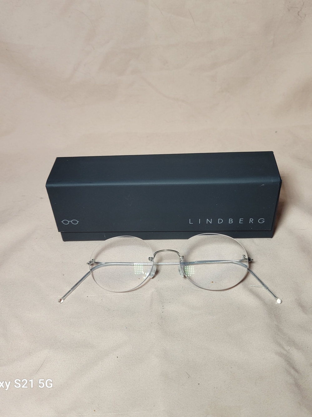 LINDBERG Spirit Titanium Rimless Eyeglasses-Satin Silver-Like New -With Case